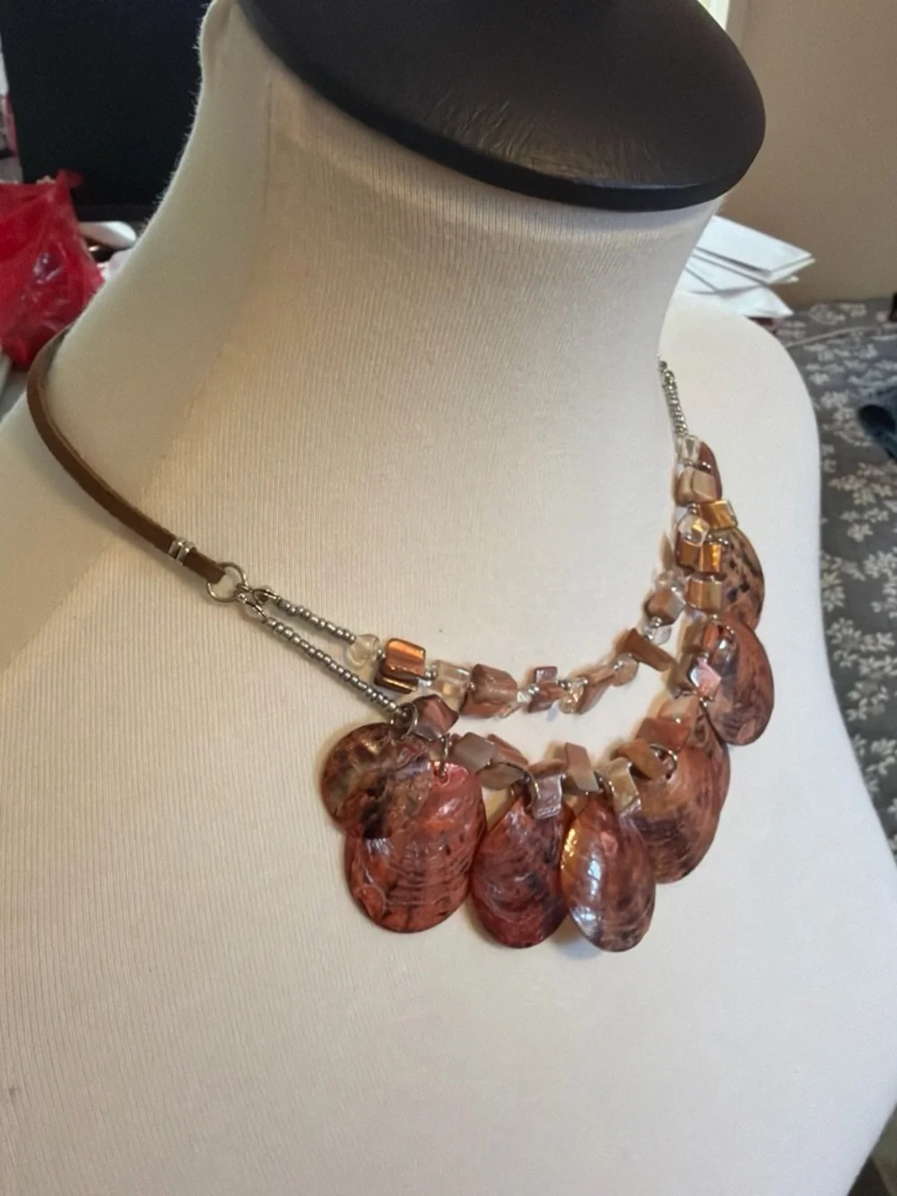 Handcrafted Brown Shell Statement Necklace